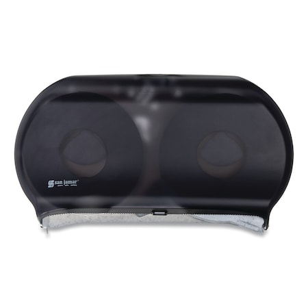 San Jamar Twin 9" Jumbo Tissue Dispenser, 19 x 5 1/4 x 12, Transparent Black Pearl R4000TBK